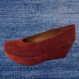Canape Women's Slip On Suede Wedge Shoes Brique Tone 37